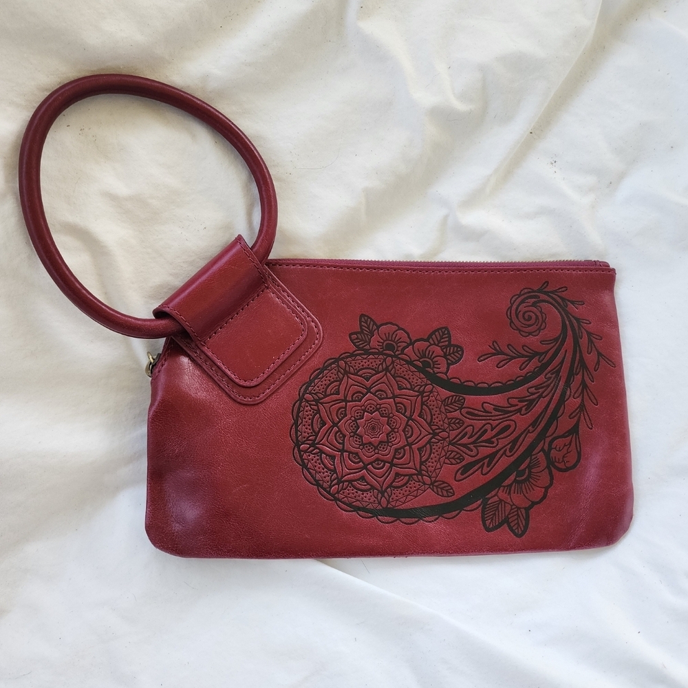 Elegant Red Handbag with Floral Design